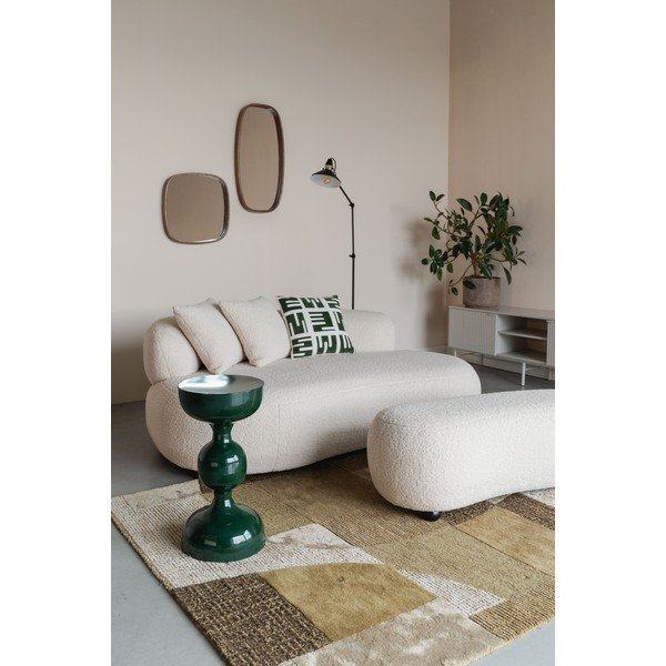 Bancă crem capitonată cu tapițerie din țesătură bouclé Noxx – White Label-image-1