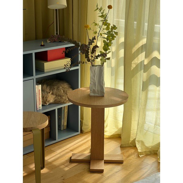 Măsuță auxiliară rotundă cu aspect de lemn de stejar ø 45 cm Koohi – Hübsch-image-2