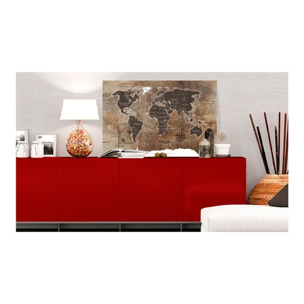 Avizier cu harta lumii Bimago Wooden Mosaic, 120 x 80 cm-image-1