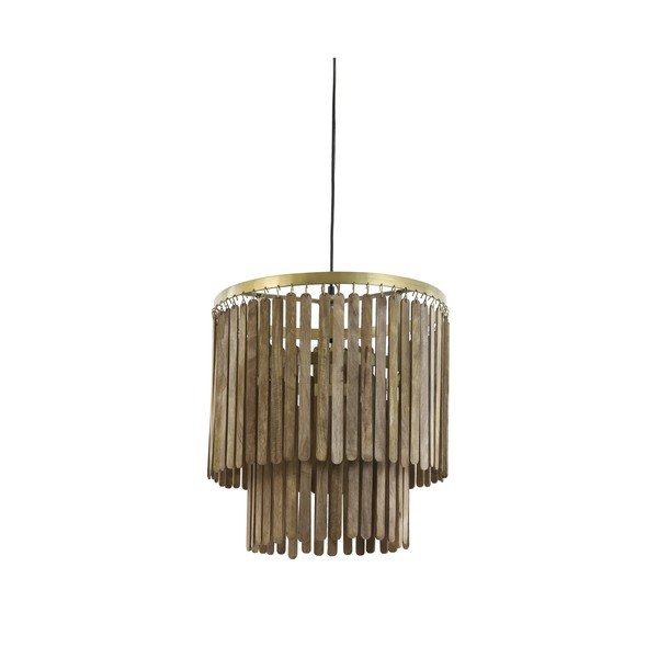 Lustră maro cu abajur din lemn Gularo – Light & Living