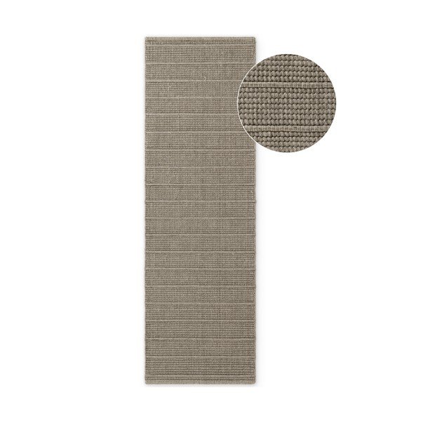 Covor tip traversă gri țesut manual din lână 80x250 cm Camden Parker – Ted Baker