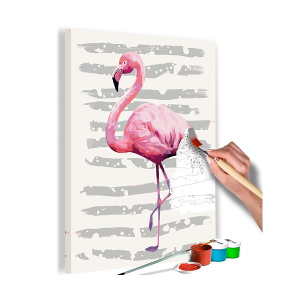 Set de pânze, vopseluri şi perii DIY Artgeist Flamingo, 40 x 60 cm