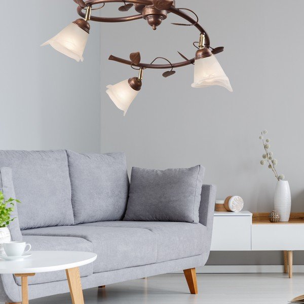 Plafonieră maro închis cu abajur din sticlă ø 13 cm Bluszcz – LAMKUR-image-3