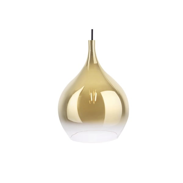 Lustră cu abajur din sticlă Leitmotiv Drup Large, ø 26 cm, auriu-image-2