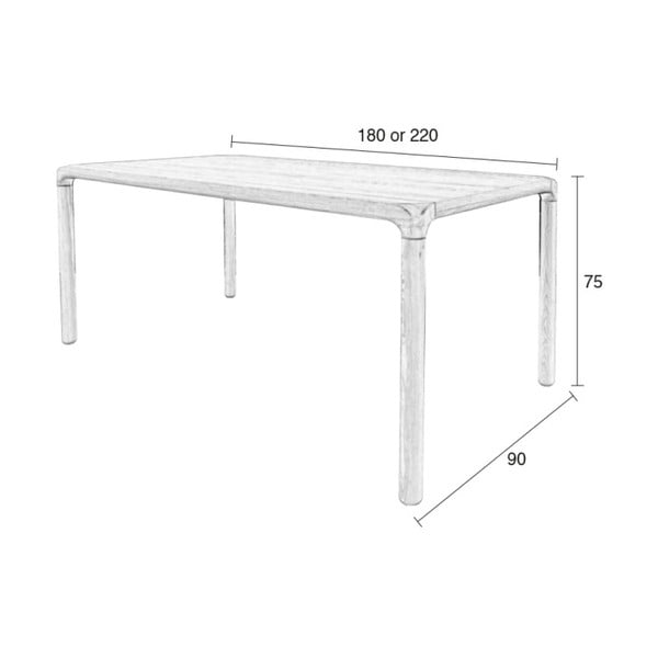 Masă de dining cu aspect de lemn de frasin 90x220 cm Storm – Zuiver-image-3