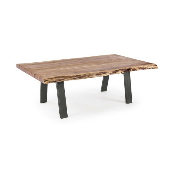 Măsuță de cafea neagră/în culoare naturală cu blat din lemn de acacia 65x115 cm Aron – Bizzotto-image-2