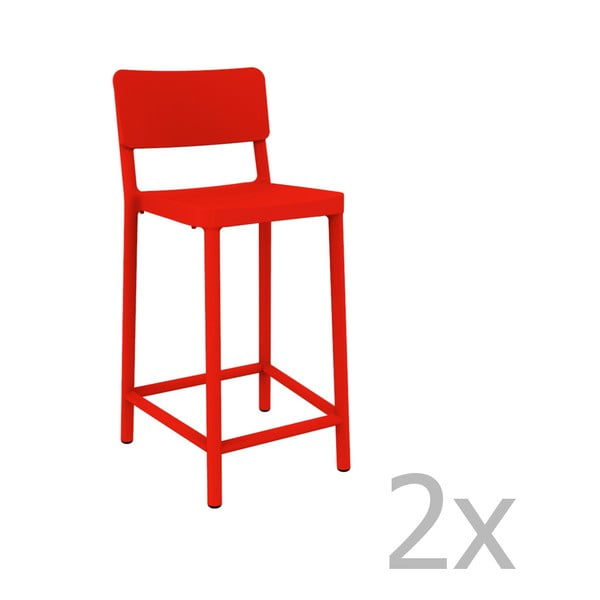 Set 2 scaune bar adecvate pentru exterior Resol Lisboa Simple, înălțime 92,2 cm, roșu
