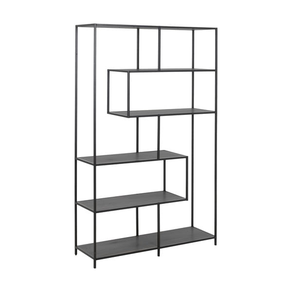 Bibliotecă neagră cu aspect de lemn de frasin 114x185 cm Seaford – Actona-image-2