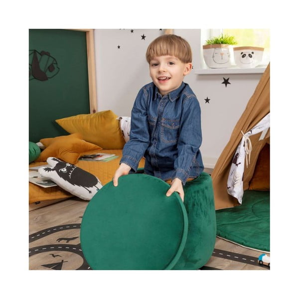 Puf de copii negru cu tapițerie din catifea Posh Velvet – Yellow Tipi-image-2