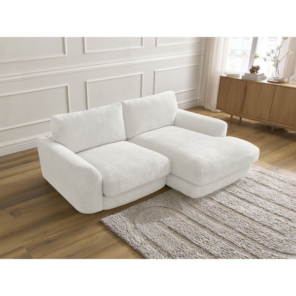 Colțar alb cu tapițerie din chenille (cu colț pe partea dreaptă/cu șezlong) Leonore – Bobochic Paris-image-3