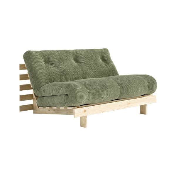 Canapea verde extensibilă cu tapițerie din catifea reiată  140 cm Roots – Karup