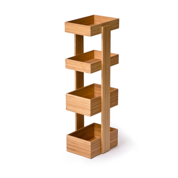 Suport din bambus pentru baie, 4 rafturi, Wireworks Caddy Bamboo-image-1