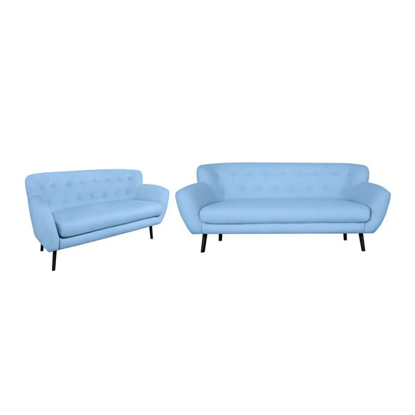 Set 2 canapele cu 2 și 3 locuri Kooko Home Rock, albastru deschis 