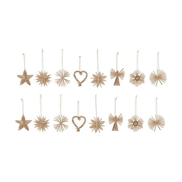 Ornamente de Crăciun suspendate din paie în set de 55 buc Hirah - Bloomingville