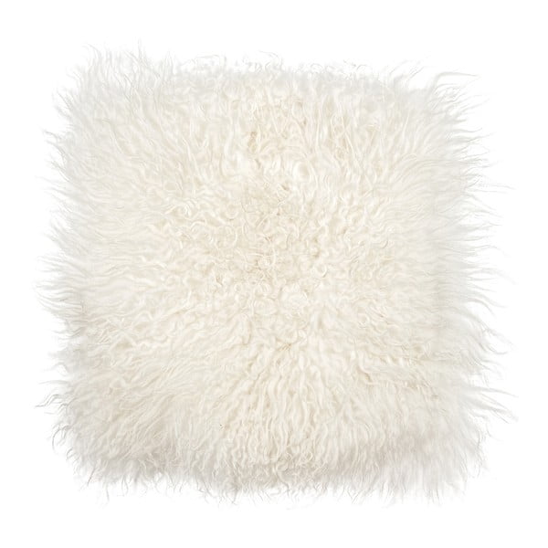 Pernă din blană cu fir lung pentru scaun Arctic Fur Eglé, 37 x 37 cm, alb