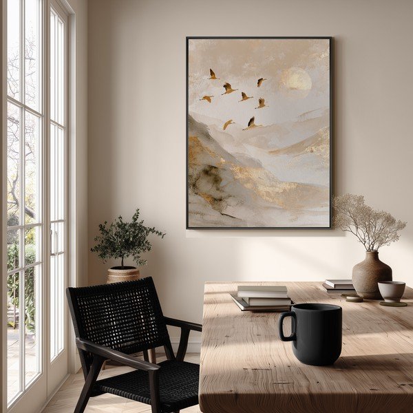 Tablou cu ramă imprimat 60x80 cm Golden Peaks II – Styler-image-1