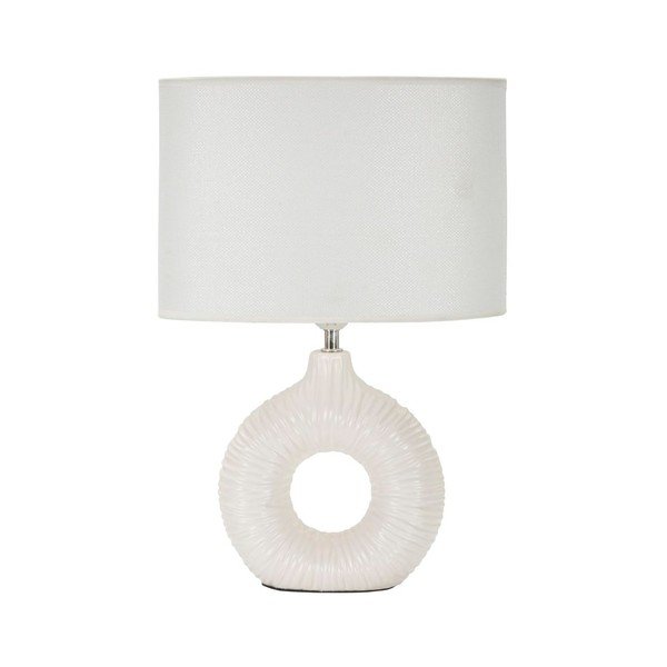 Veioză albă din ceramică cu abajur textil (înălțime 43 cm) Seta – Mauro Ferretti