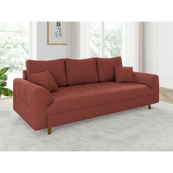 Canapea cărămizie cu tapițerie din catifea reiată  210 cm Ariella – Ropez-image-3