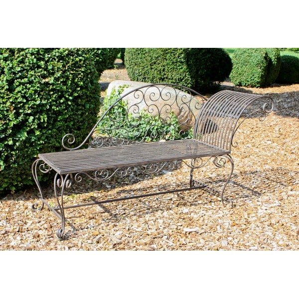 Bancă de grădină neagră/maro închis din metal Lamington – Garden Pleasure-image-1