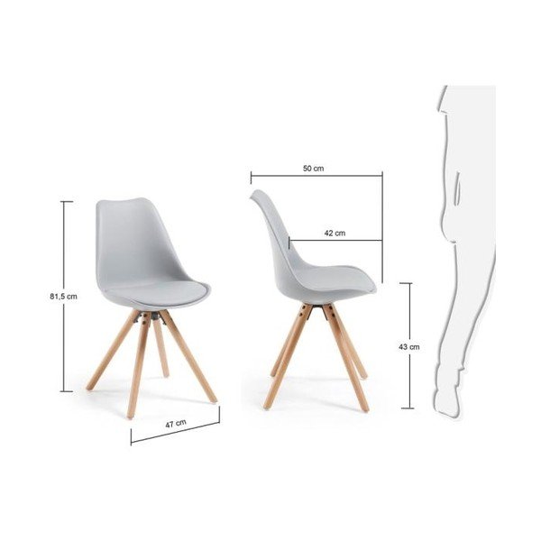 Set 4 scaune dining La Forma Lars, gri -image-4