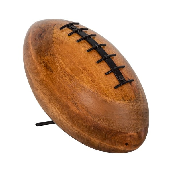 Decorațiune din lemn de mango Antic Line Rugby, 28 x 24 cm, formă minge rugby