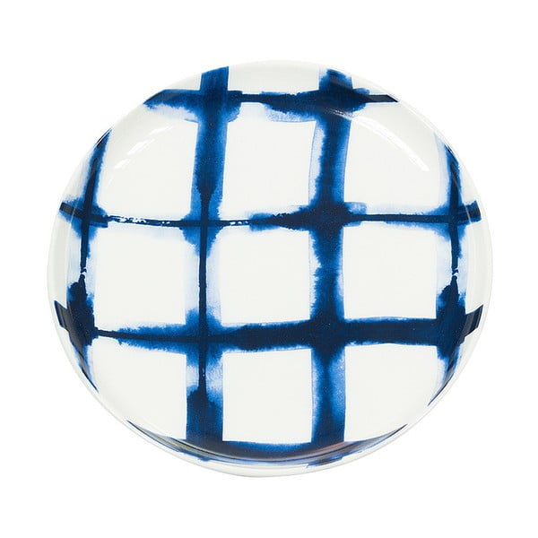 Farfurie din porțelan Santiago Pons Grid, ⌀ 21 cm, alb - albastru 