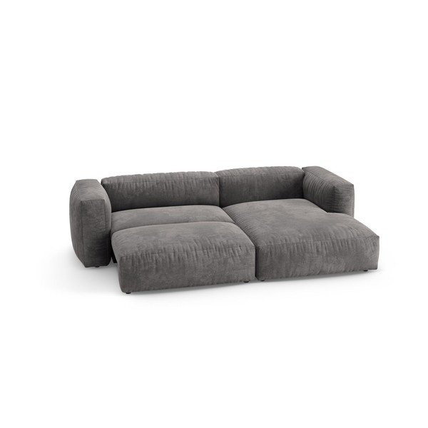 Colțar modular gri extensibil cu tapițerie din catifea (cu colț pe partea dreaptă/cu șezlong) – Micadoni -image-3