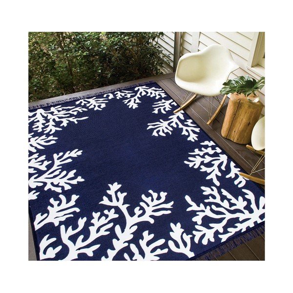 Covor reversibil Coral, 160 x 250 cm, alb-albastru-image-1