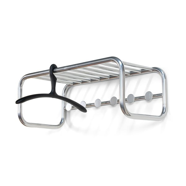 Cuier de perete argintiu cu raft din metal 72 cm Retro – Spinder Design-image-3