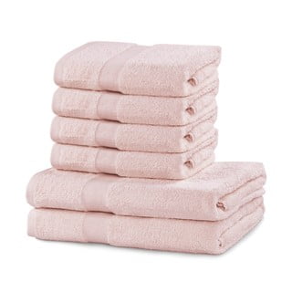 Set 2 prosoape duș și 4 prosoape de mâini DecoKing Marina, roz