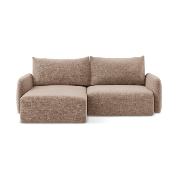 Colțar maro deschis extensibil/cu spațiu de depozitare (cu colț pe partea stângă) Kalena – Makamii