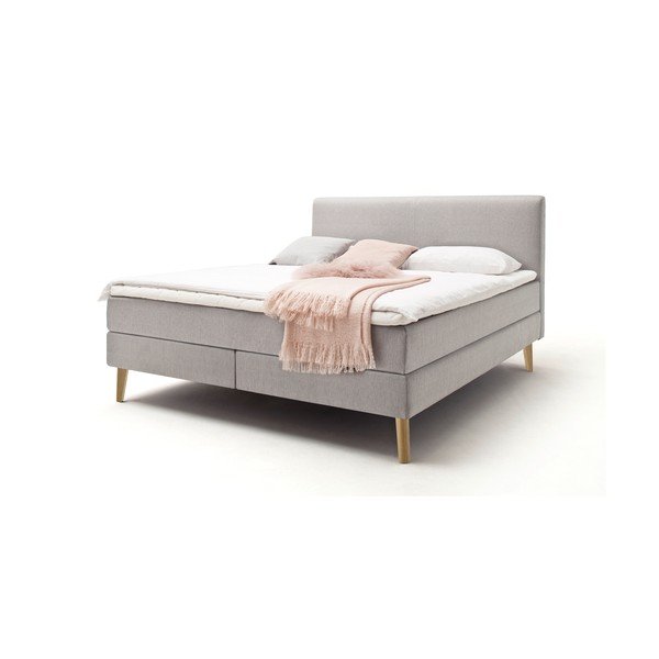 Pat boxspring gri deschis 160x200 cm Greta – Meise Möbel-image-2