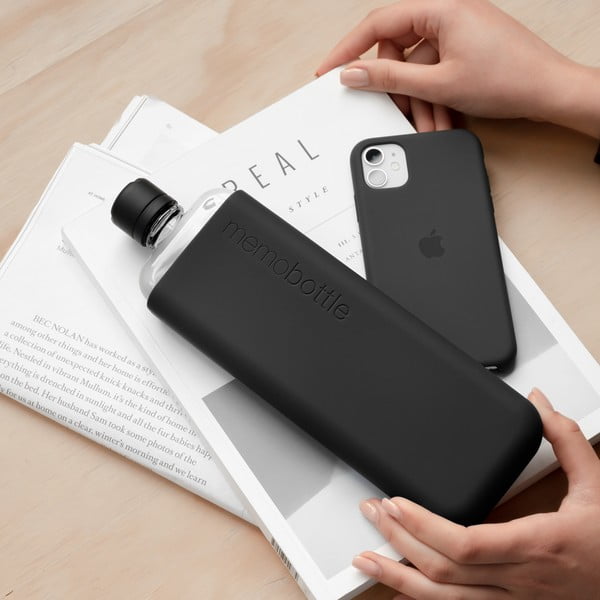 Husă din silicon pentru sticlă SLIM Memobottle Sleeve, negru-image-3