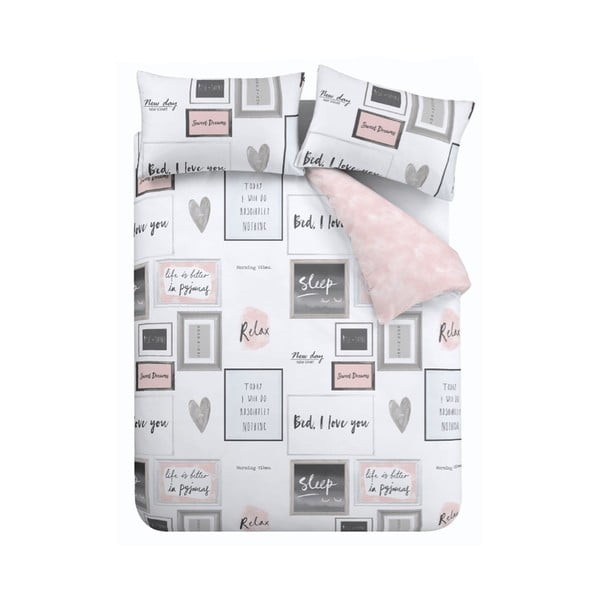 Lenjerie de pat albă-roz pentru pat dublu, extinsă 230x220 cm Sleep Dreams – Catherine Lansfield