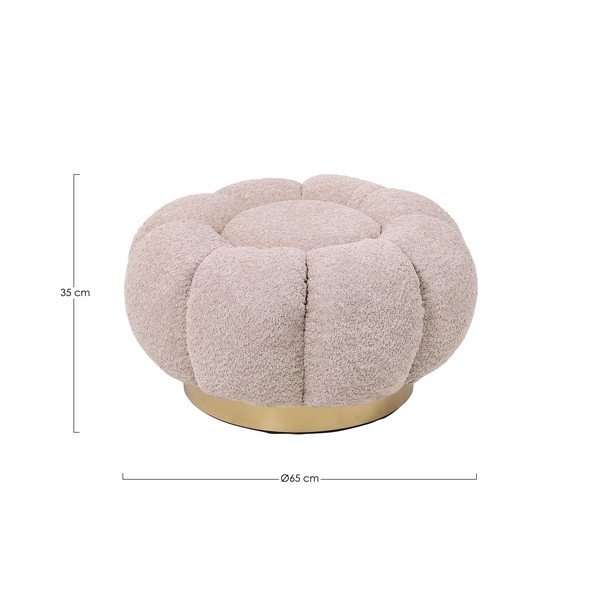 Taburet roz prăfuit cu tapițerie din țesătură bouclé Florel – Bizzotto-image-3