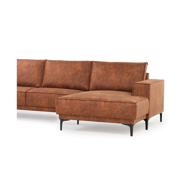 Colțar maro coniac cu tapițerie din imitație de piele (colț pe partea dreaptă) Copenhagen – Scandic-image-4