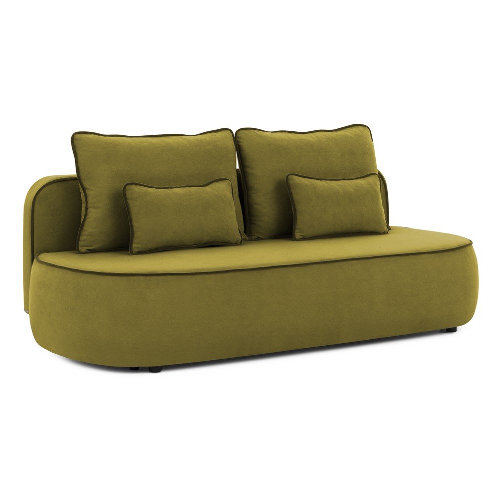 Canapea pentru copii verde/verde-închis extensibilă/cu spațiu de depozitare cu tapițerie din catifea 210 cm Saga – Ropez