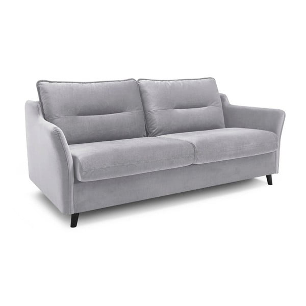 (calitate II) Canapea extensibilă cu husă din catifea Bobochic Paris Loft, gri deschis-image-3