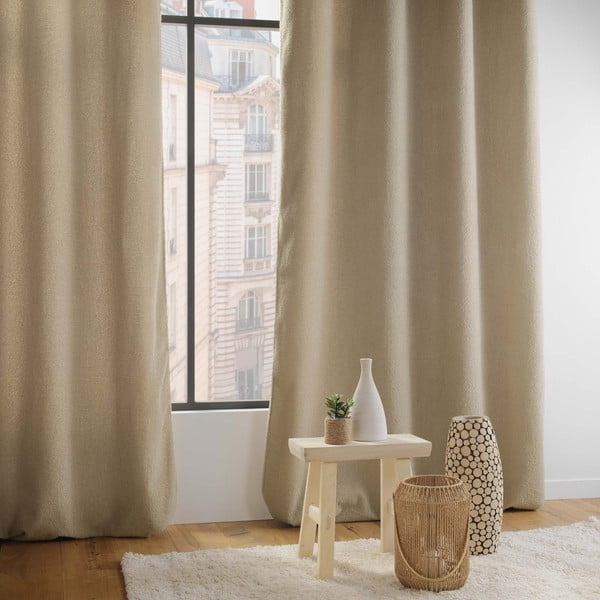 Draperie bej din material bouclé 140x240 cm Wooly – douceur d'intérieur-image-2