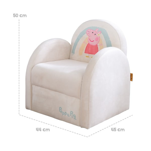 Fotoliu de copii alb cu tapițerie din catifea Peppa Pig – Roba-image-3