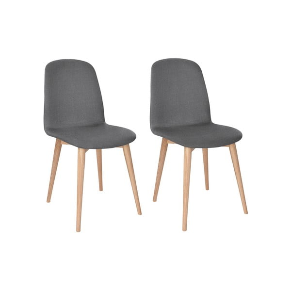 Set 2 scaune cu picioare din lemn masiv de stejar WOOD AND VISION Basic, gri