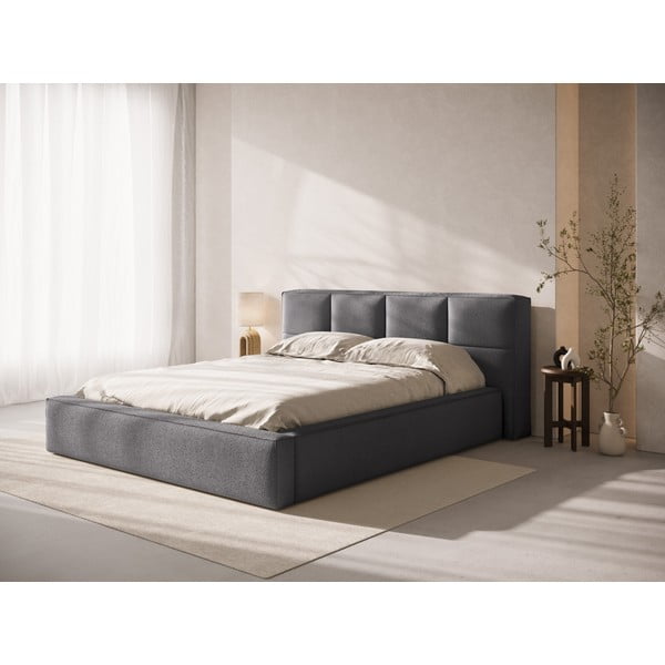 Tăblie de pat gri închis tapițată 229x100 cm Darren – Micadoni -image-1