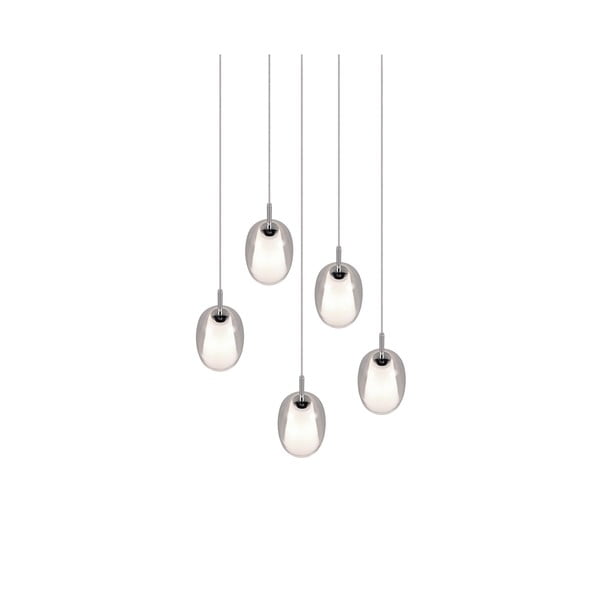 Lustră argintie cu abajur din sticlă ø 48 cm Barret – Trio Select-image-4