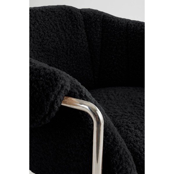 Fotoliu negru cu tapițerie din blană artificială Manitoba – Jotex-image-4