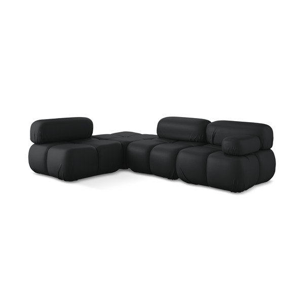 Colțar modular negru cu tapițerie din imitație de piele (cu colț pe partea stângă) Lokua – Makamii-image-4