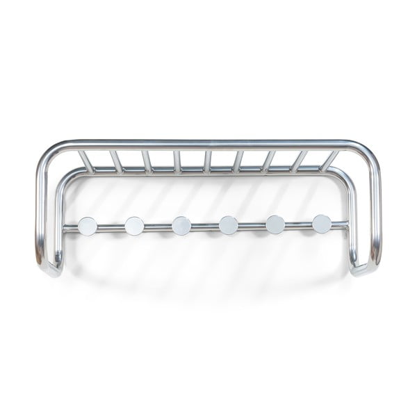 Cuier de perete argintiu cu raft din metal 72 cm Retro – Spinder Design