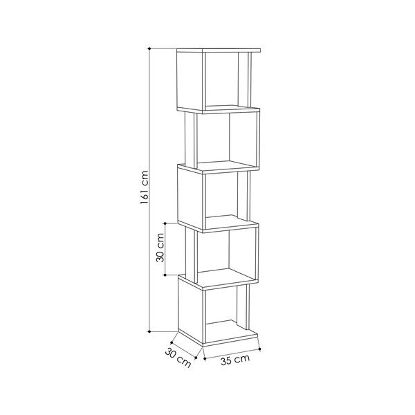 Bibliotecă Piri White Anthracite, alb - gri antracit-image-2