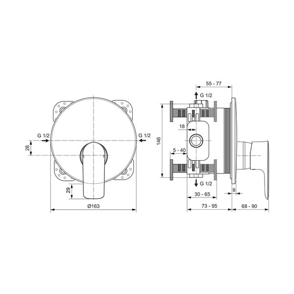 Baterie gri antracit pentru duș/încastrată Connect Air – Ideal Standard-image-2