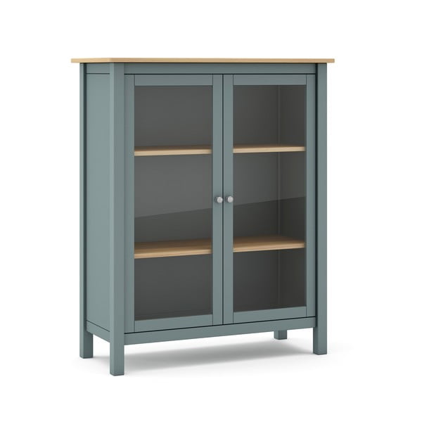 Vitrină verde prăfuit din lemn de pin 90x110x40 cm Misti – Marckeric-image-1