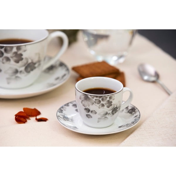 Cești albe/gri-deschis 6 buc. din porțelan Foliage gray – Villa Altachiara-image-1